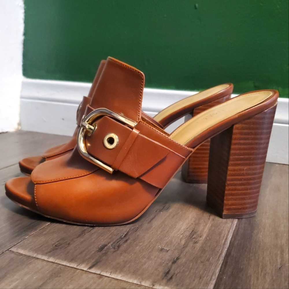 MICHAEL Michael Kors Cooper Brown Leather Mules 8.5